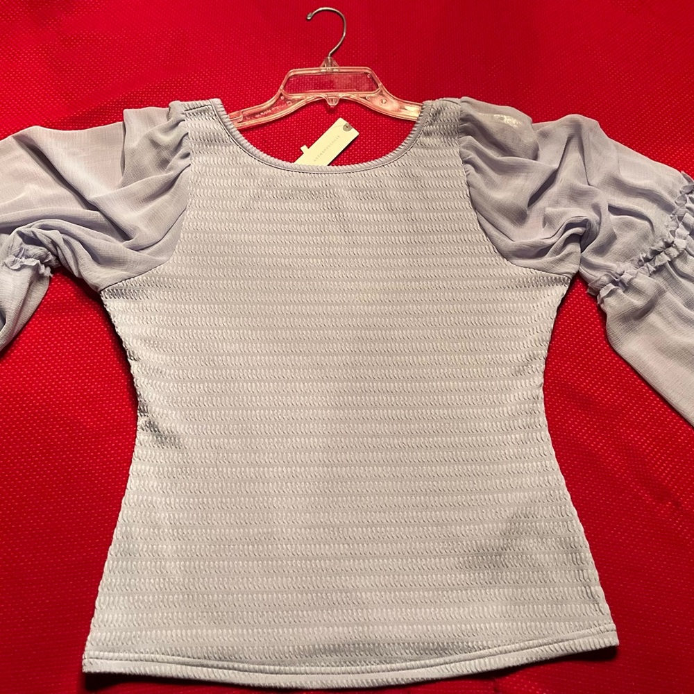 Anthropologie Light Purple Blouse with Puff Sleeves
